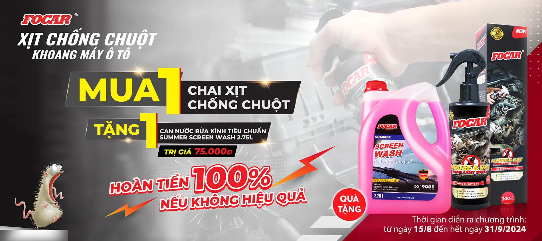 Khuyến mãi chai xịt chống chuột ô tô cao cấp